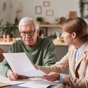 couple looking at papers