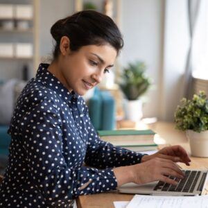 woman reviewing documents